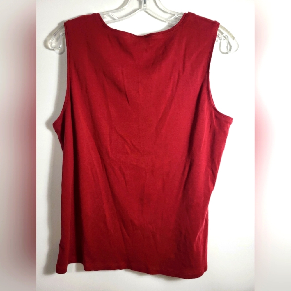 Ann Taylor deep red v-neck sleeveless top women's XL  #2070 - Picture 5 of 5